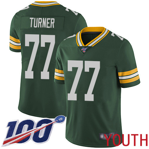 Green Bay Packers Limited Green Youth #77 Turner Billy Home Jersey Nike NFL 100th Season Vapor Untouchable